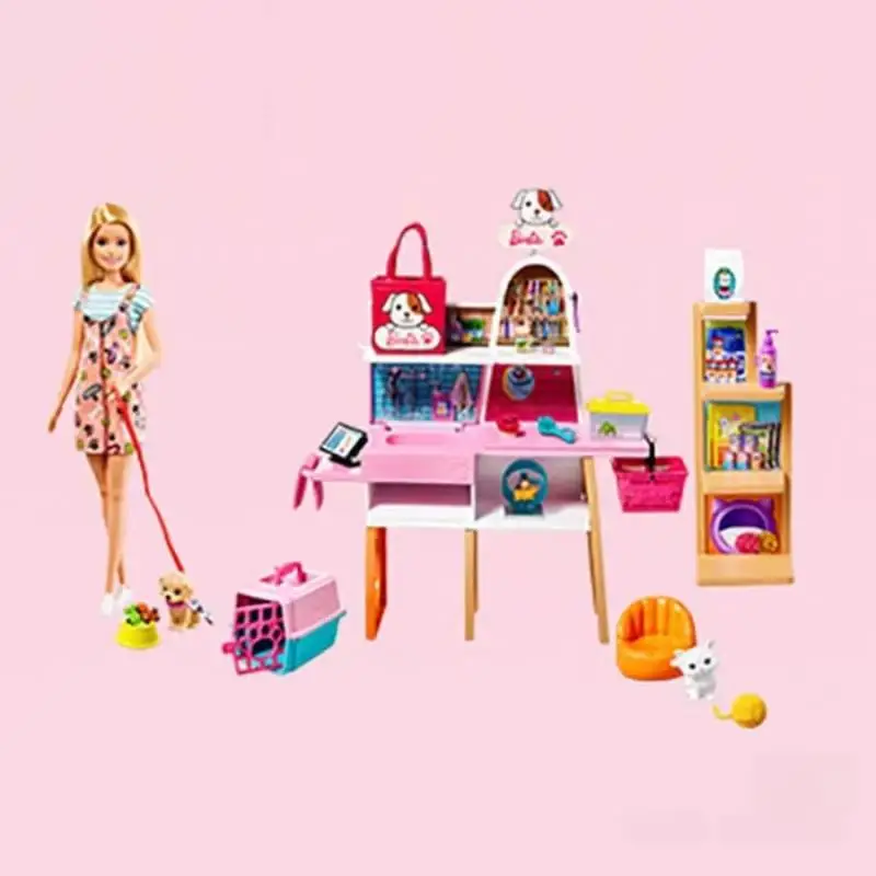 Modisches Barbie-Puppen-Set mit Geschenkbox, Prinzessinnenspielzeug für Mädchen, Pet Store GRG90, Weihnachts- und Geburtstagsüberraschungsgeschenk