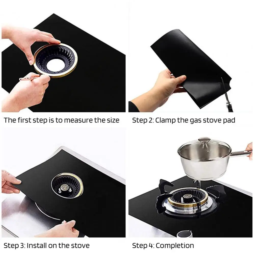 Stove Mat for Gas Stove Neatly Cut Edges Stove Protector Gas Burner Covers Reusable Non-stick Protectors for Easy 3 Pcs Set