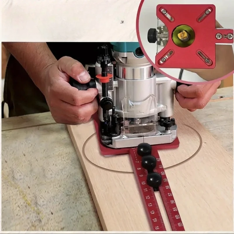 Woodworking Circle Cutting Jig Router Locator, Grooving Chamfer Auxiliary Tool for Edge Trimmer Processing