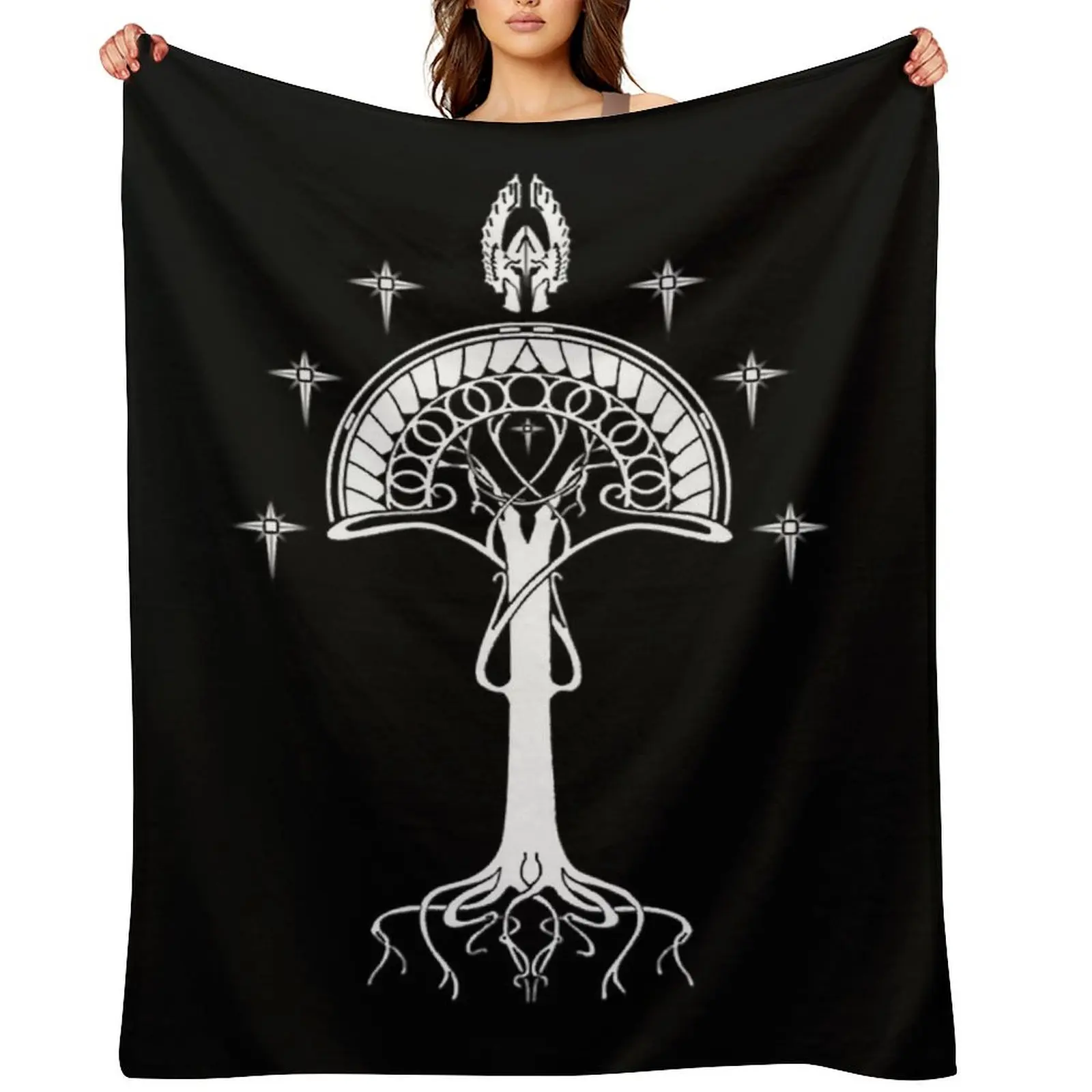 

Sigil of the United Kingdom of Arnor and Gondor (Gondorian black variant) Throw Blanket Bed covers anime Plaid Blankets