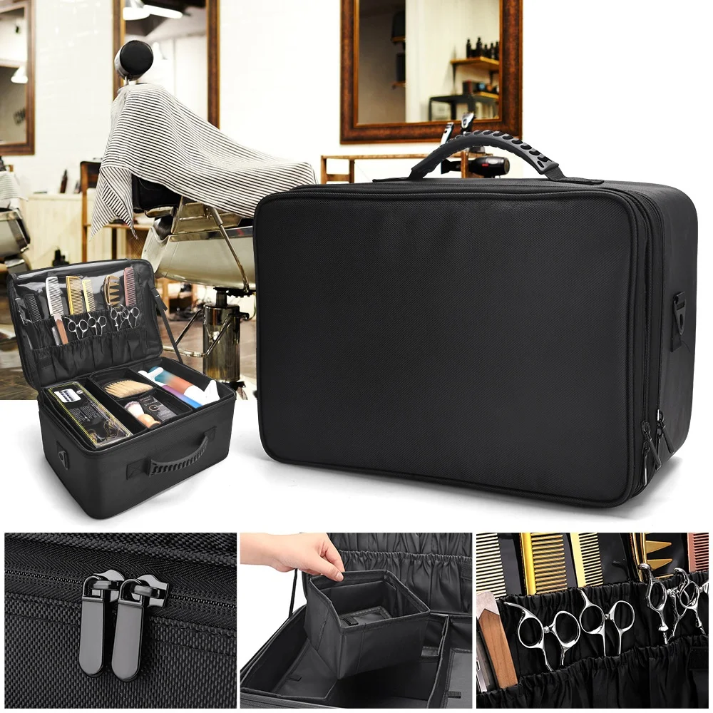 

Premium Hair Clipper Storage Bag Large Capacity Water-Proof Barber Backpack Organizer For Cosmetics Tools Travel Salon Use