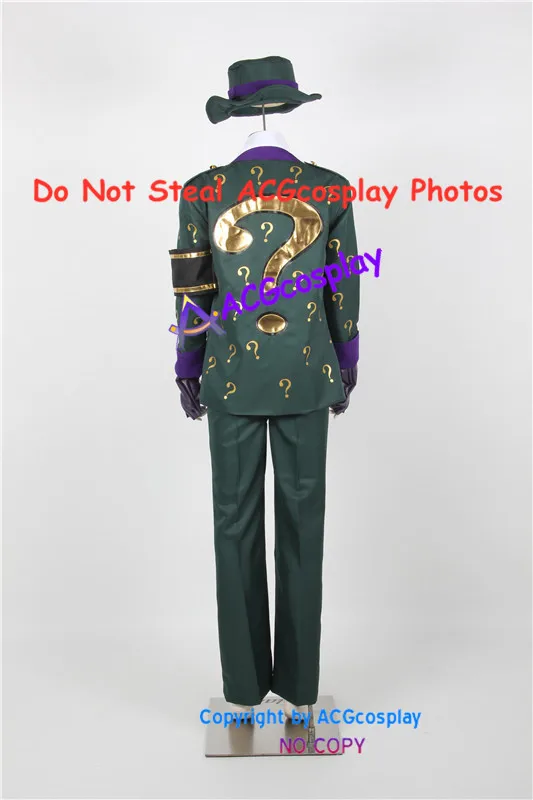 Arkham City Riddler Cosplay Costume include hat and gloves dark green version acgcosplay costume