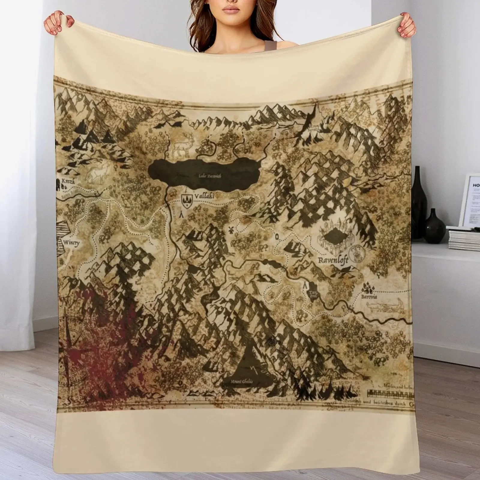 Dr. Rudolf Van Richten's Annotated Map Of Barovia Throw Blanket Cozy Throw Blanket Birthday Gift for Him Her