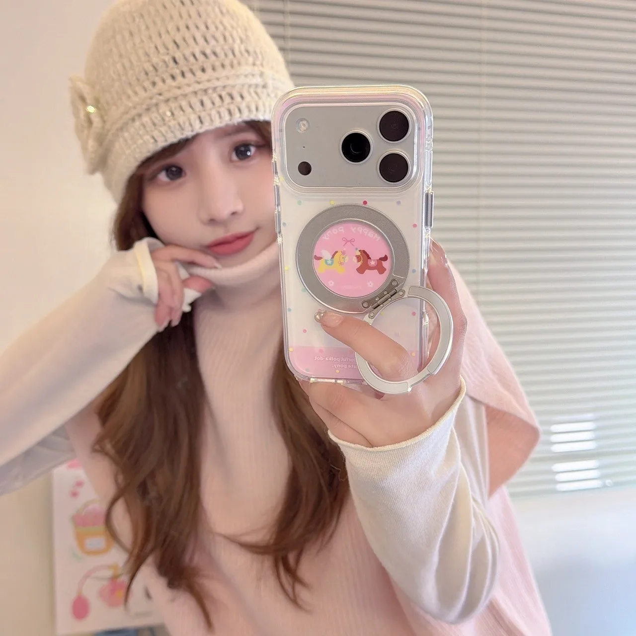 

Round-Edge Airbag Double-Sided IMD Couple Pony All-in-One Stand Phone Case for iphone 17 Promax 16 15 Back Cover Gift