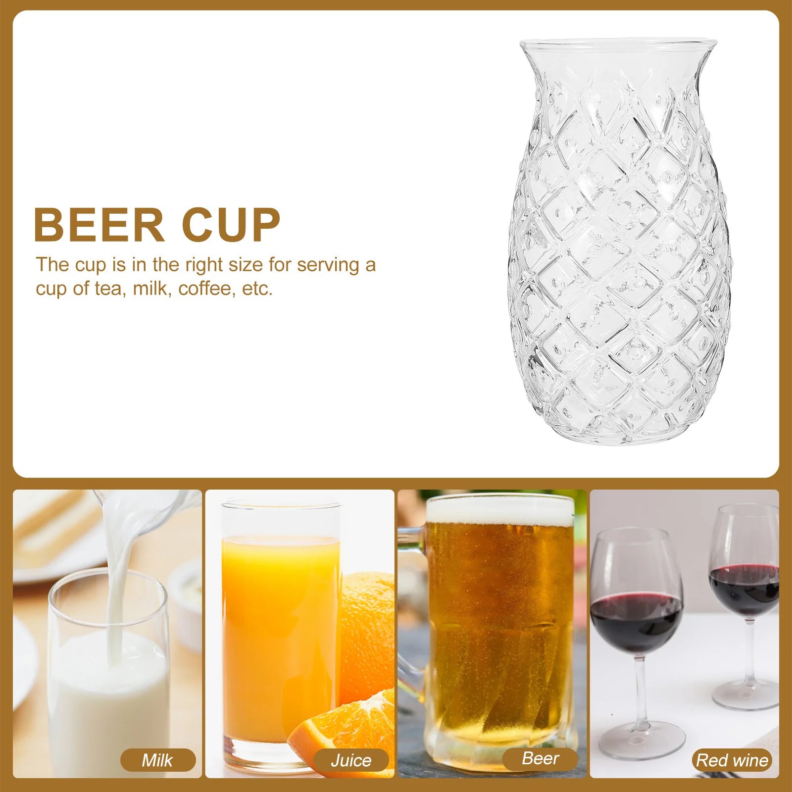 2 قطعة 480 مللي كوب مشروبات شفاف الأناناس الملمس متعدد الوظائف كأس النبيذ للحفلات البارات Ktv المطاعم المنازل #6