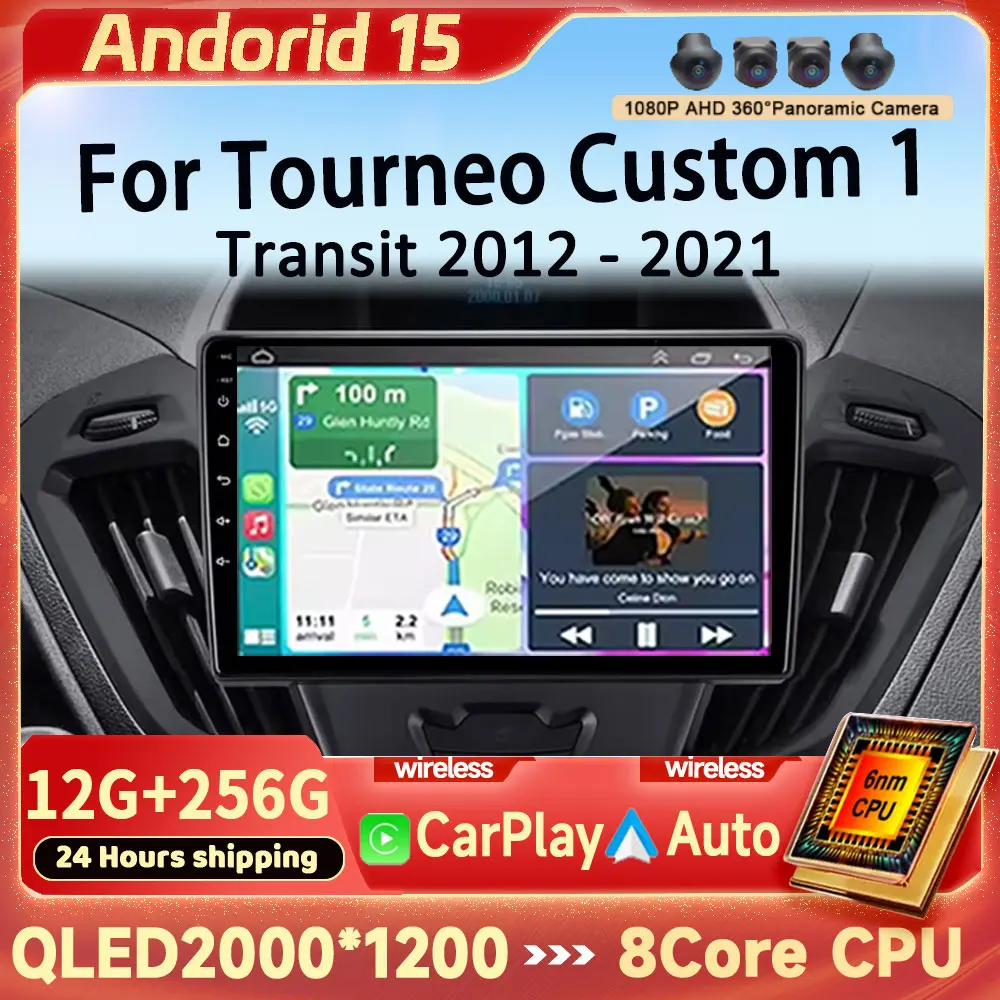

Android 15 Carplay Auto For Ford Tourneo Custom 1 I Transit 2012 - 2021 Car Radio Multimedia Video Player Navigation GPS WIFI