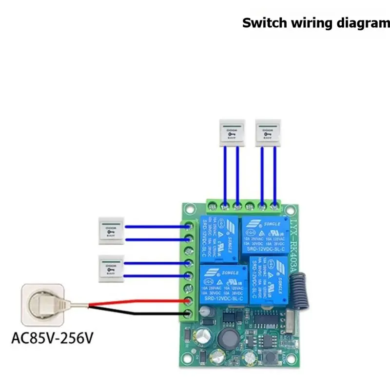 B63B-AC220V 433Mhz For Universal Wireless Remote Control 4CH RF Relay Receiver 1 Transmitter For Garage Door Control