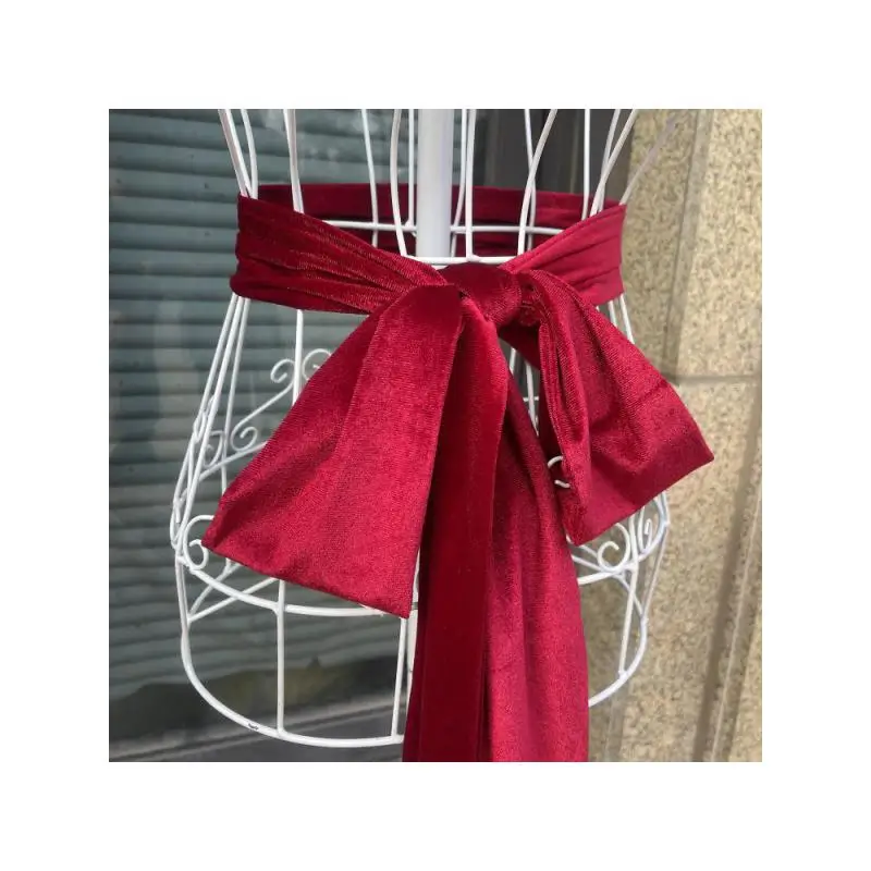 250cm Long Ribbon Women Red Belt Soft Cloth border Velvet Bow Sweet Cute Fashion match Black Blue Dress Stage Popular Elements