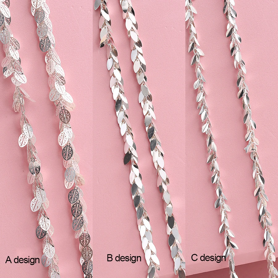 

50cm/lots Silver Copper Metal Leaf Chains Tassels Fringe For Long Dangle Earrings Jewelry Making Needlework Decoration Materials