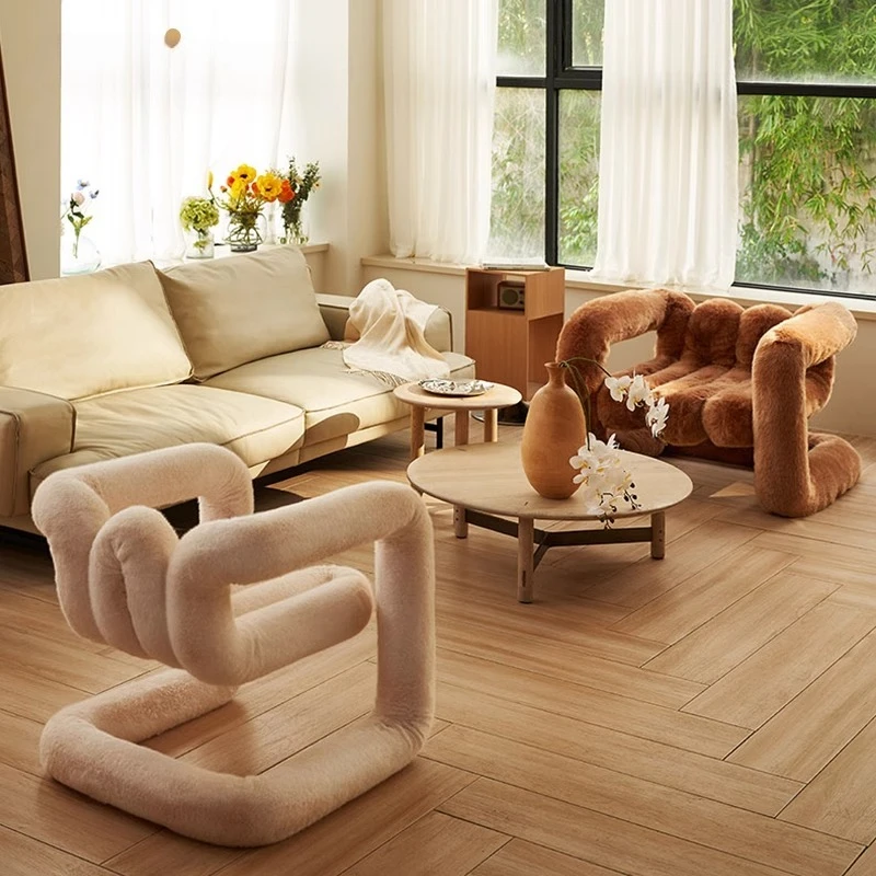 Elbow special-shaped back chair model room solid wood living room bedroom soft bag single chair simple and versatile model