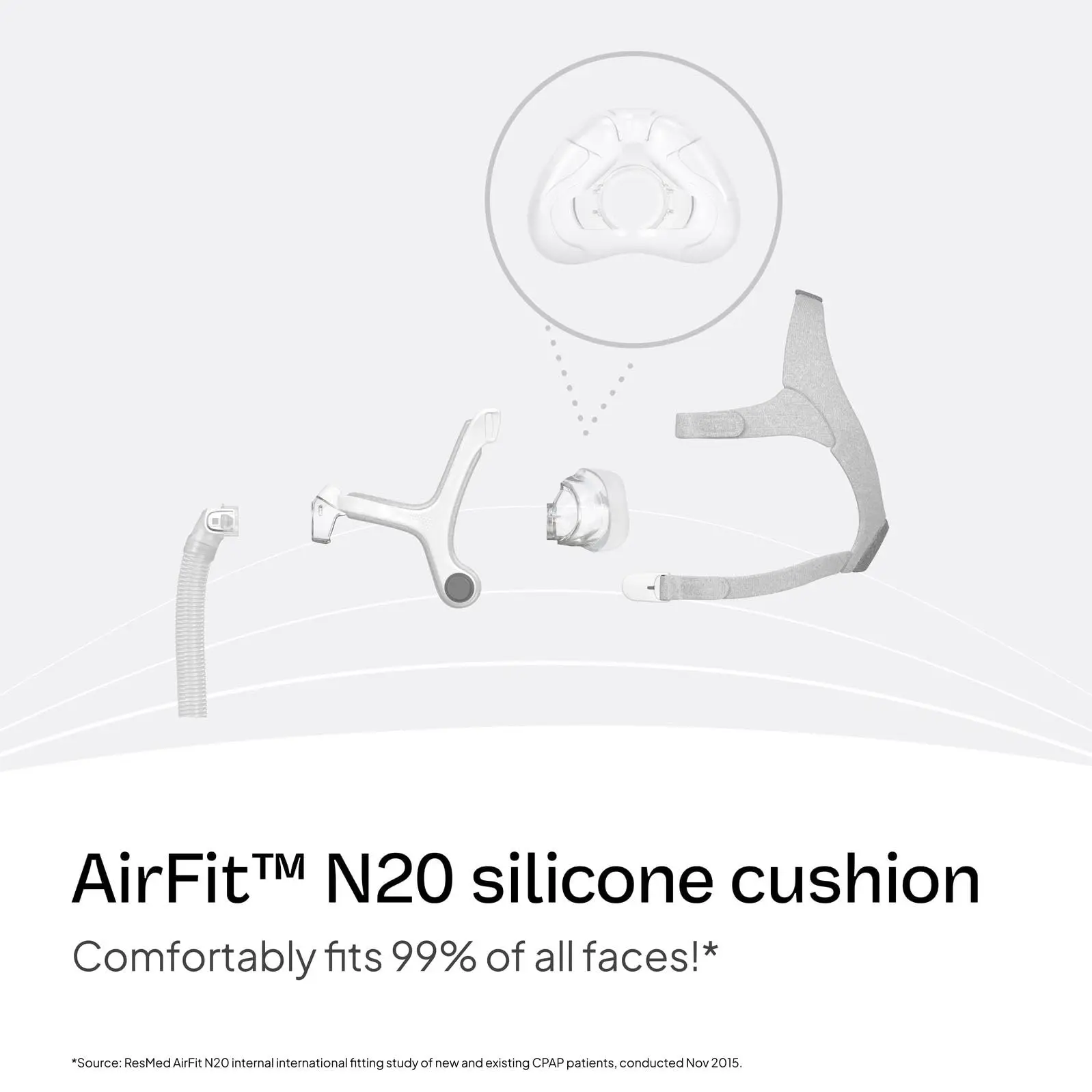ResMed AirFit N20 Replacement Nasal Cushion Large Size, Airtight Snug‑Fit Silicone Cushion Comfort Sleep CPAP Mask Accessory - view 2
