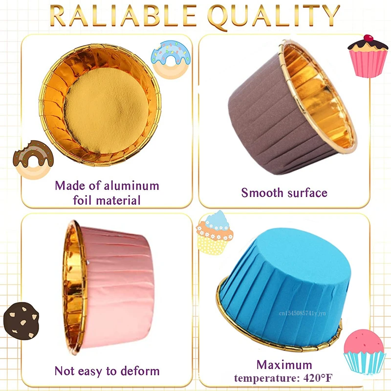 Oilproof Cake Cups Single Side Aluminum Foil Curling Cups Baking Resistant High Temperature Resistant Muffin Muffin Paper Cups