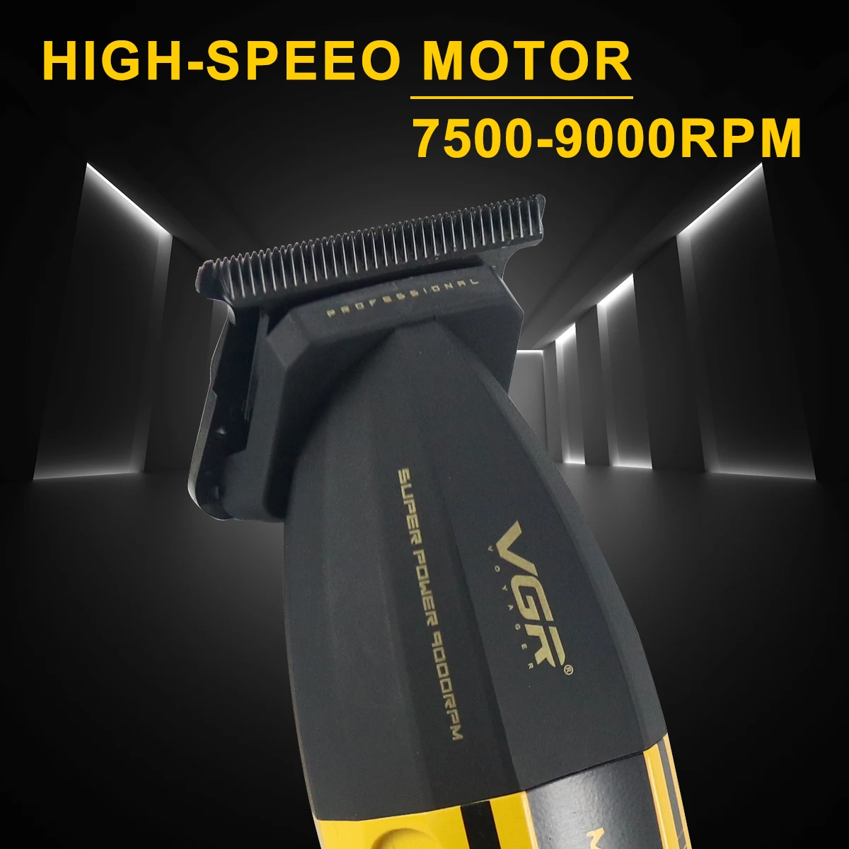 VGR V-285T Men's Hair Clipper DLC Blade Zero Gapped 9000 RPM Full Metal LED Display Professional Beard Trimmer Finishing Machine