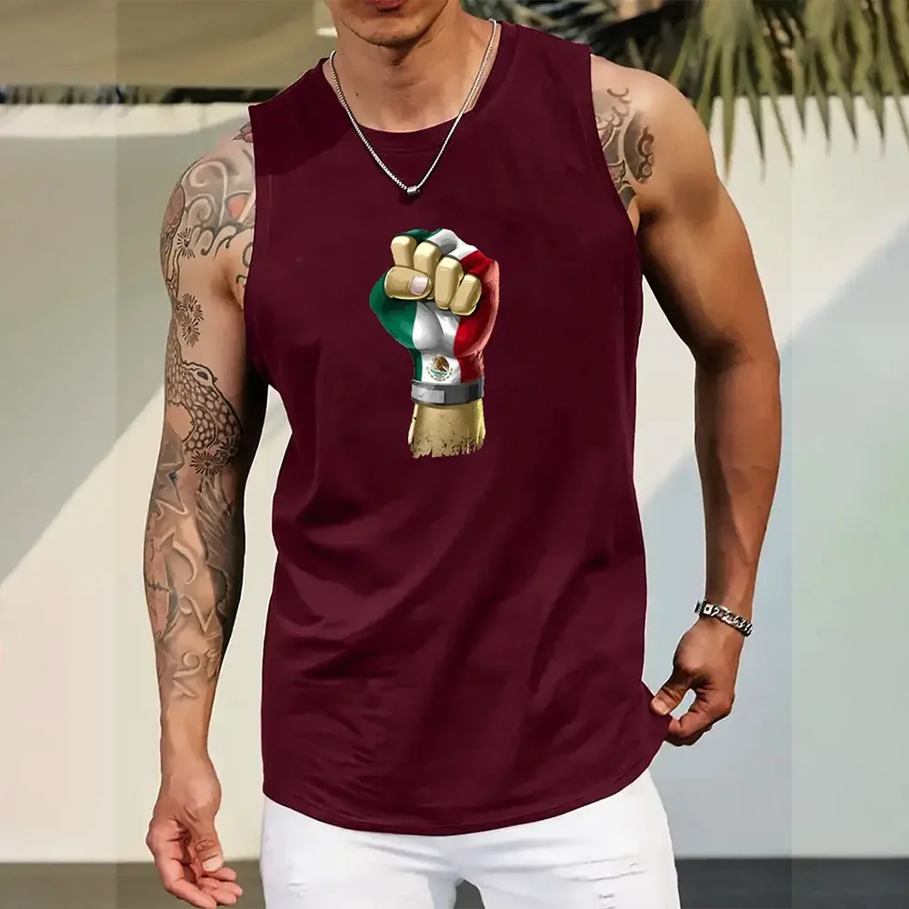 New Men's Sleeveless Vest Beautiful 3d Mechanical Fist Printed Vest Spring And Autumn Sports And Fitness Sleeveless  T-Shirt