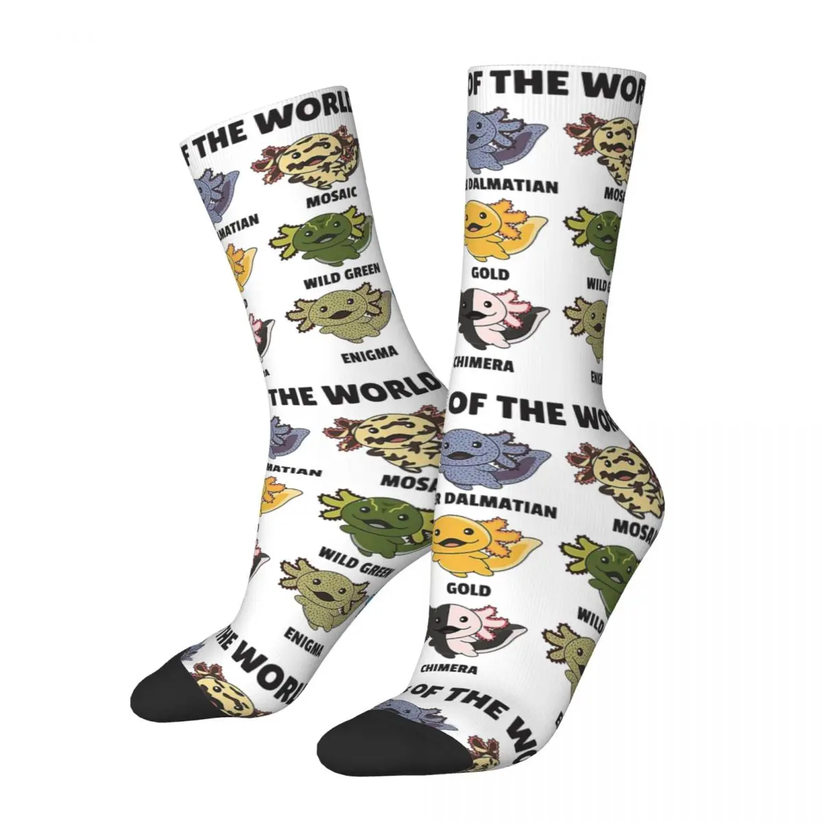 Axolotls Of The World Accessories Crew Socks Non-slip Sweet Animals Kawaii Axolotl Skateboard Long Socks Soft for Men's Gifts