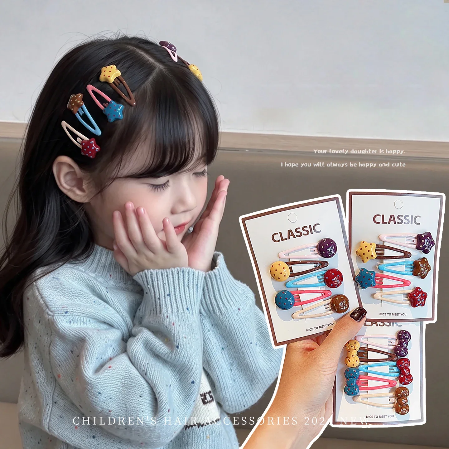 2026 Cute Kids Hair Clips Cartoon Polka Dot Heart Star Rabbit BB Hairpins Sweet Girls Barrettes Snap Hair Clips Hair Accessories