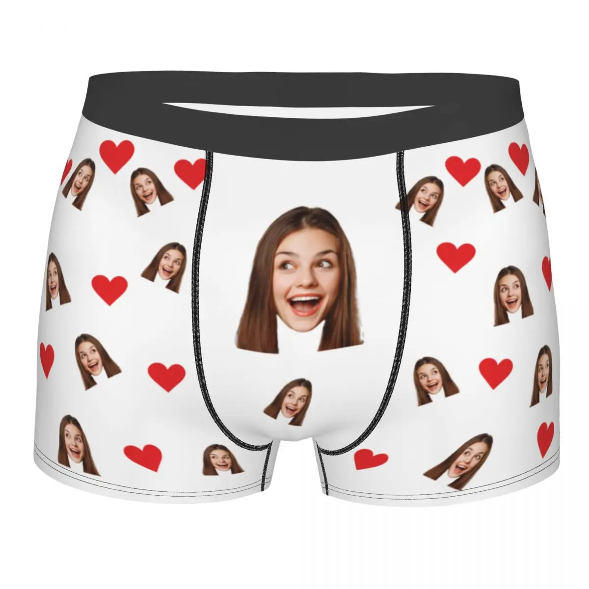 Valentine\'s Day Gifts Custom Funny Boxer Briefs with Wife\'s Face Customized Print Underwear for Men Boyfriend For Husband