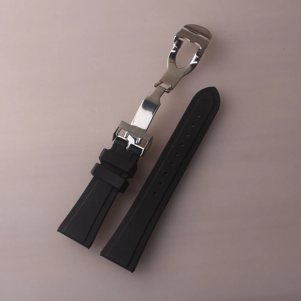 Pulseira genuína 20mm 22mm, pulseira de relógio de pulso, acessórios de borracha macia com fivela de aço inoxidável, implantação nova