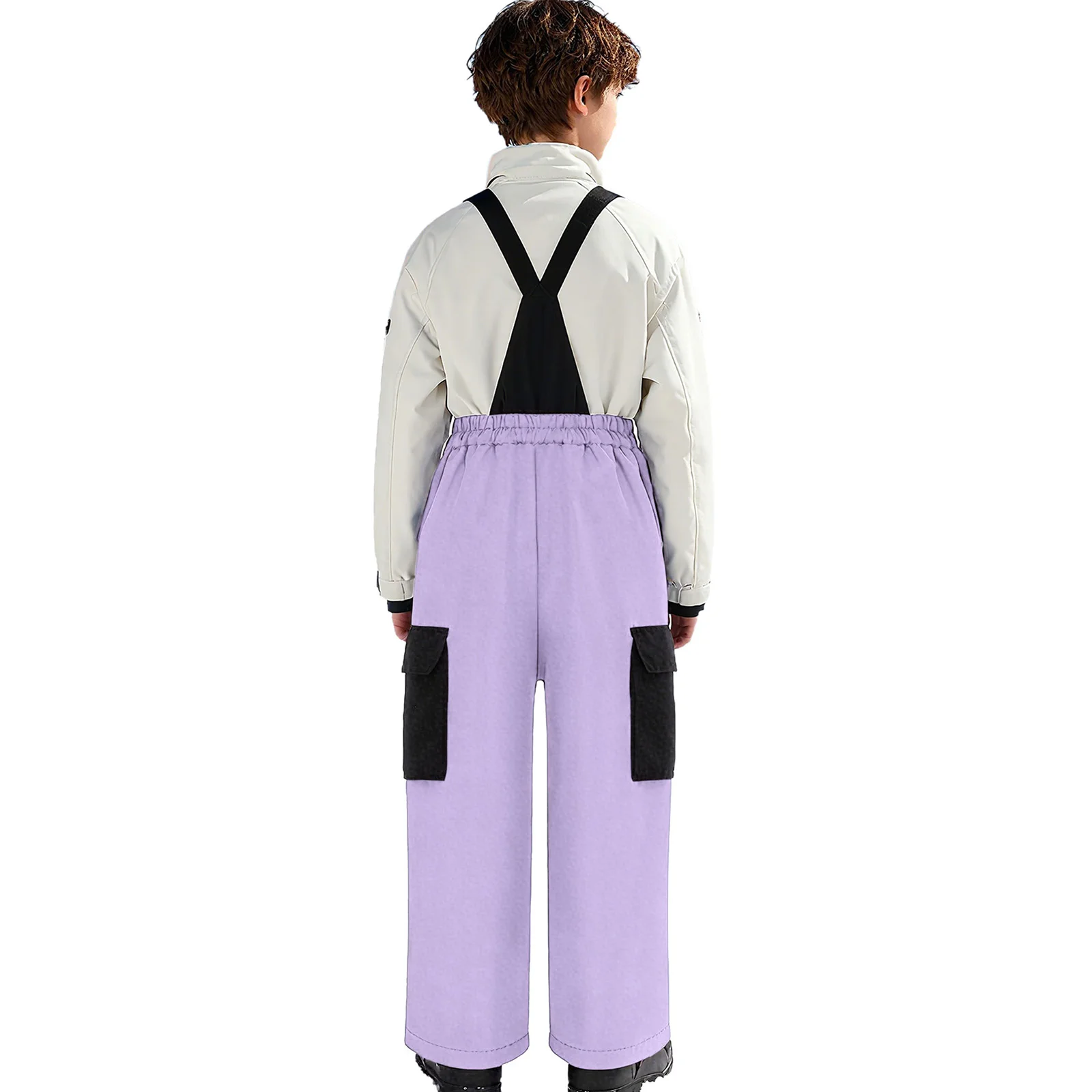 Winter Kids Girls Skiing Pants Snowboarding Clothes Windproof Elastic Waist Ski Trousers for Outdoor Snow Sports Ice Skating