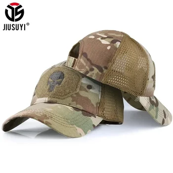 Bonés de beisebol camuflagem tático caminhoneiro chapéu combate paintball basquete futebol ajustável clássico malha snapback chapéus de sol masculino