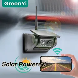 GreenYi Magnetic Solar Wireless WiFi Rear View Backup Camera App Magnetic Base Solar Power and Built-In Battery for RV Car DX908