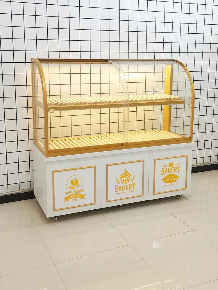 Bread Display Cabinets Semi-Curved Pastry Shop Wall-Side Island Baked Commercial Glass Cabinet Shelf