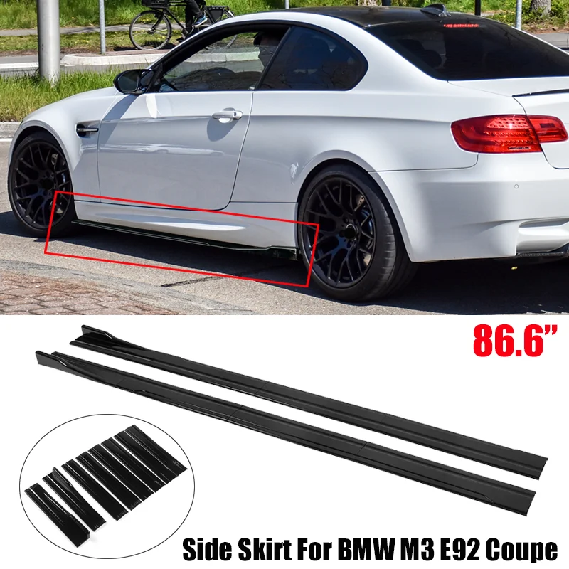 Per BMW Accessori Serie 3 M3 E92 328i 335i Coupe Auto Minigonne Laterali Estensioni Pannelli Bilancieri Labbro 8 Pz 86,6 pollici/2,2 M Nero Lucido