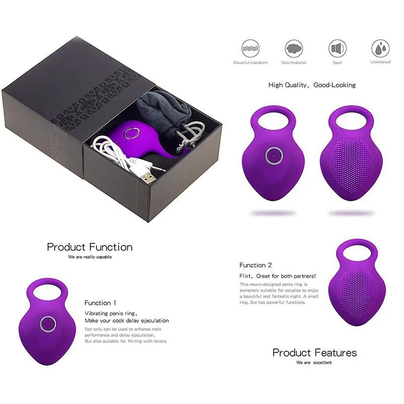 Anillo vibrador para el pene, estimulador del clítoris, punto G, Juguetes sexuales para pareja, vibrador, retraso, lamer, Vagina, orgasmo, bloqueo,