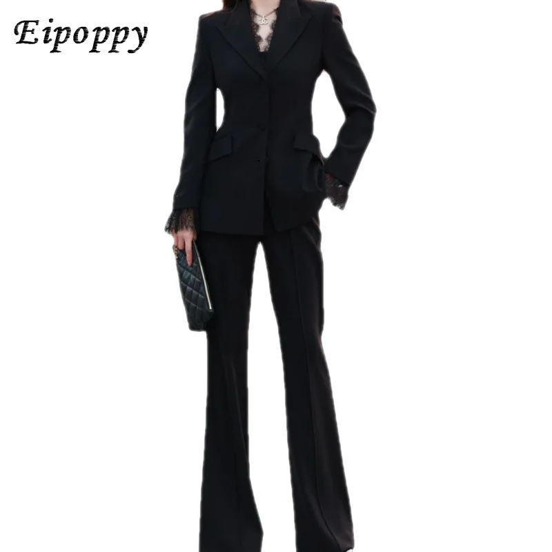 Spring and Autumn Suit Jacket Business Women\'s Clothing Suit Elegant Slim Fit Slimming Flared Trousers Two-Piece Suit