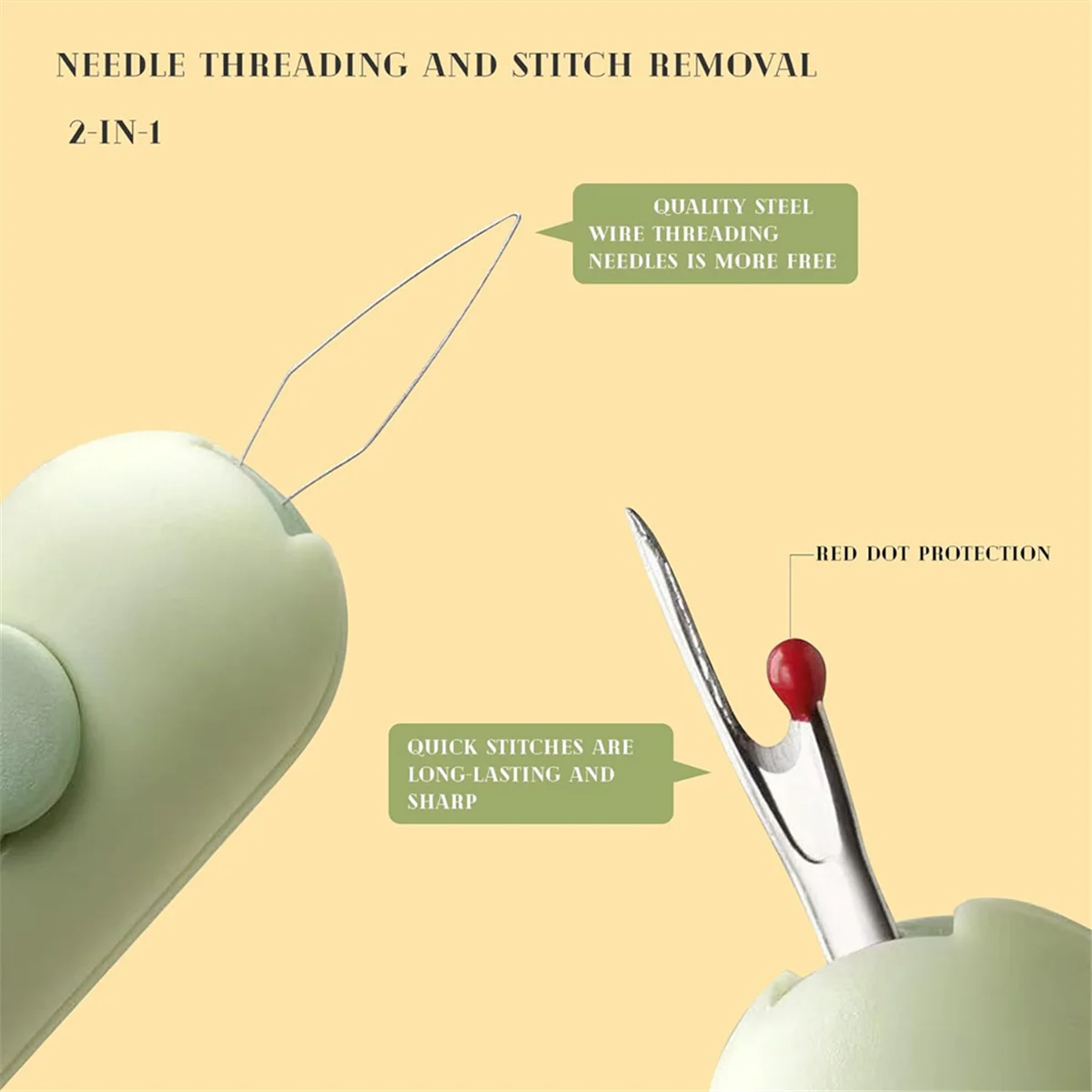 AA98 2-in-1 Automatic Needle Threaders Seam Ripper ,Needle Threaders for Hand Sewing, Embroidery,Quick Needle Threading Tool