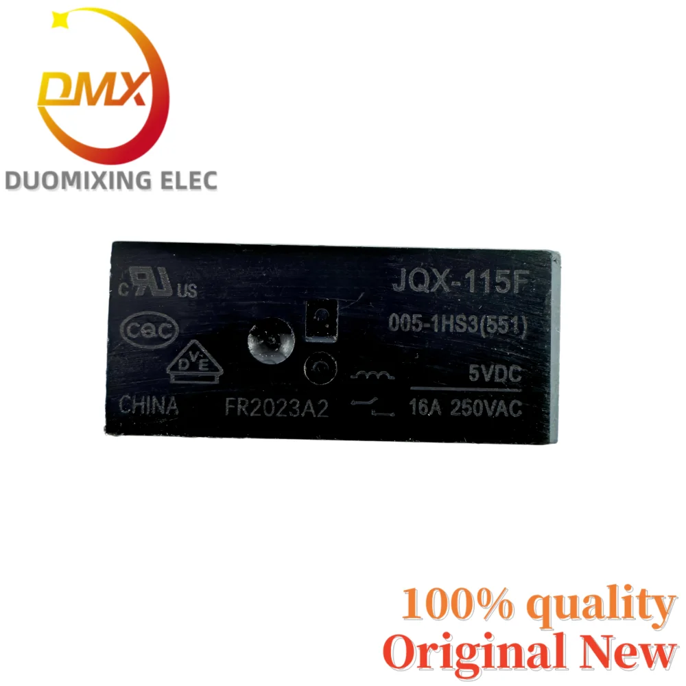 5PCS/LOT 100%New relay JQX-115F 005-1HS3(551) 6-pin 5VDC 16A 250VAC A group of normally open