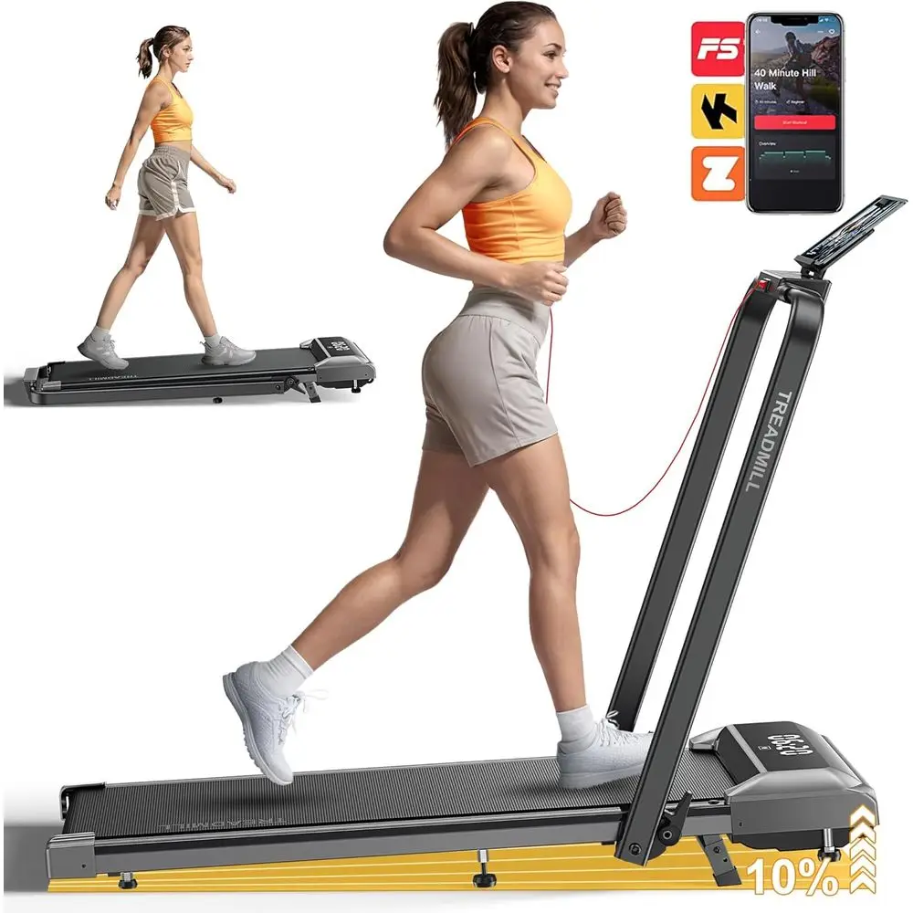 

Compact Incline Treadmill: 2-in-1 Folding Desk Exerciser, 300lbs Capacity, App & Remote Control, LED Display