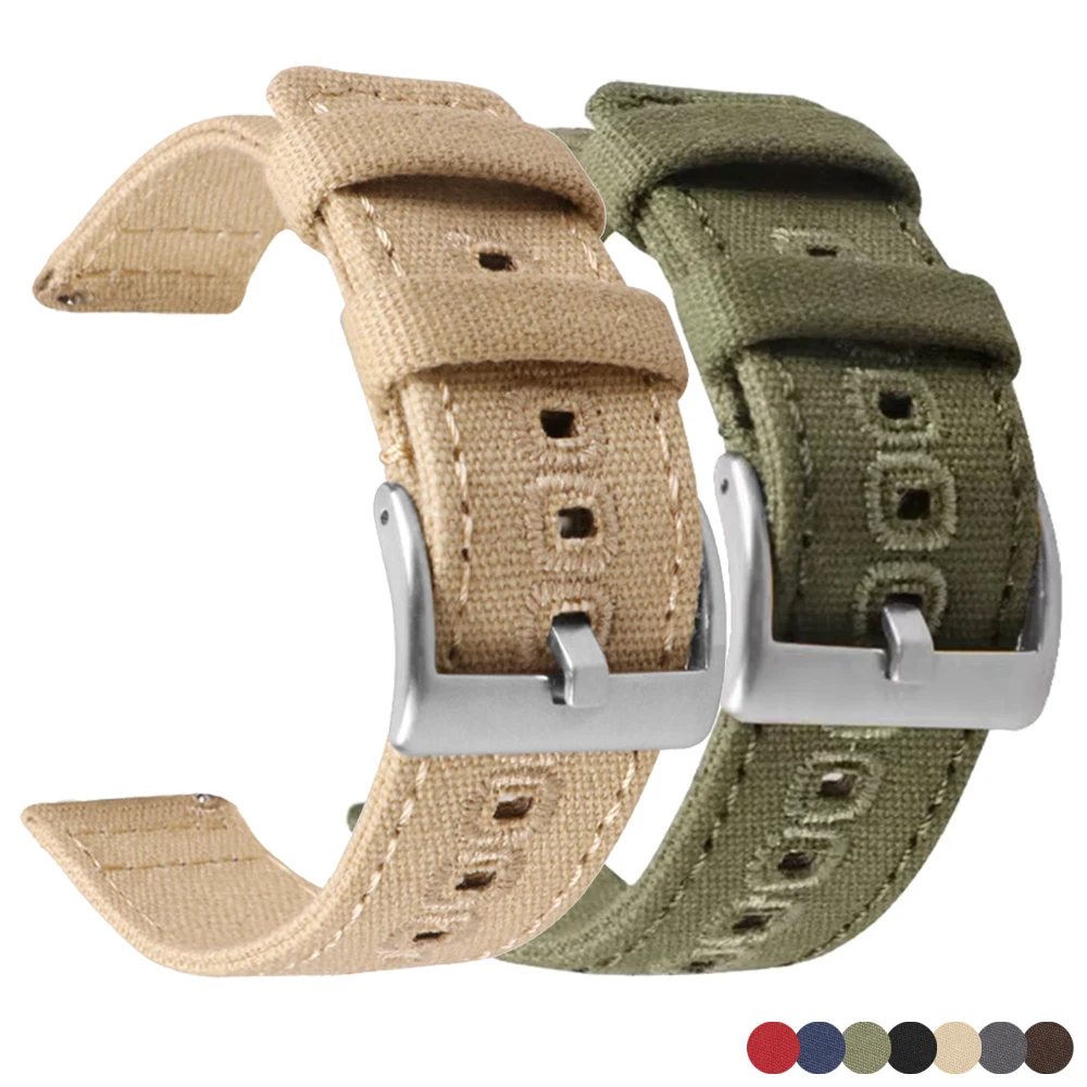 Quick Release Braided Canvas Watchband for Huawei 18mm 20mm 22mm Men Women Bracelet for Samsung Galaxy Watch 7/6/5/4/3 Wristbelt