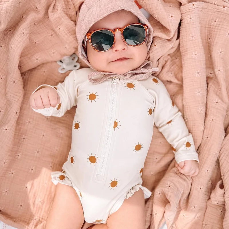 Europe And America Style 2024 Spring Baby Girls Bodysuit Zipper Long Sleeve Dot Print Newborn Girls Jumpsuit Infant Girl Onesies