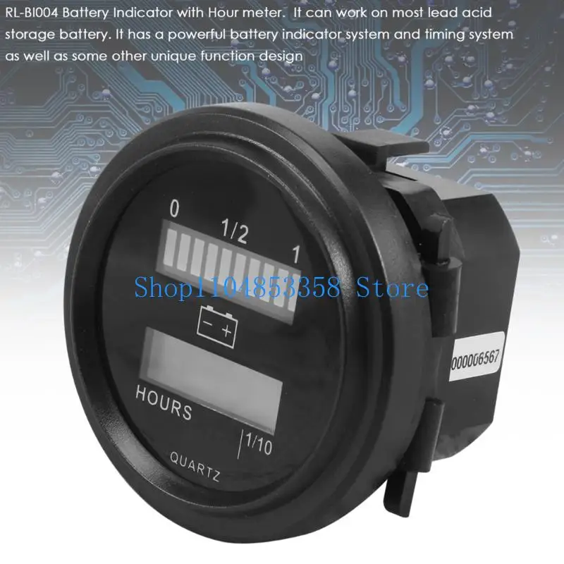 

652F Multivoltage 12V 72V Battery Meter Hour Counter for Golf Cart Marine Equipment A