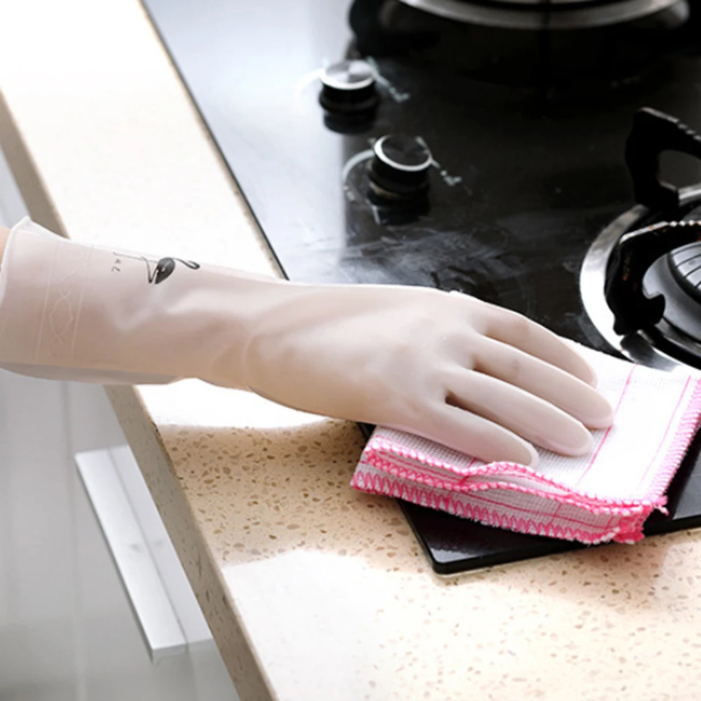 

Attractive Gloves Dishwashing Emulsion Kitchen Cleaning Household Flamingo Pattern