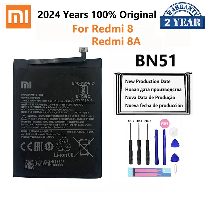 100% Original Xiao Mi BN51 5000mAh Phone Battery For Xiaomi Redmi 8 Redmi 8A Redmi8  Redmi8A Replacement Batteries Bateria