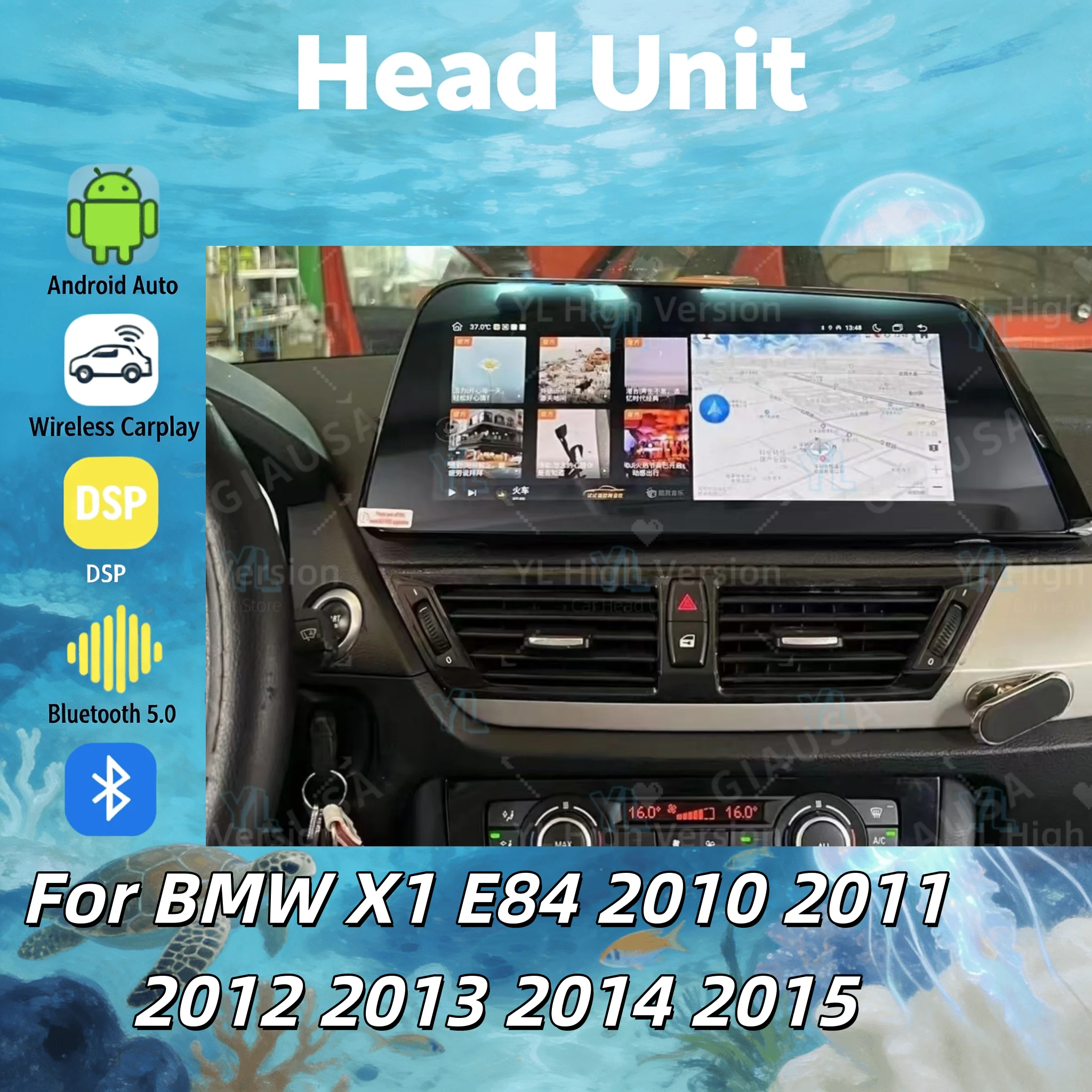 12.3 Inch Blade Screen For BMW X1 E84 2010 - 2015 Car Radio Android 15 Multimedia Player 4G GPS Navigation Auto Carplay BT 5.0