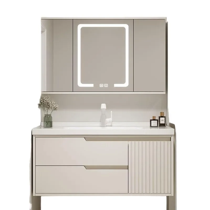 

Modern simplicity, bathroom cabinet feng shui mirror combination, bathroom ceramic integrated basin