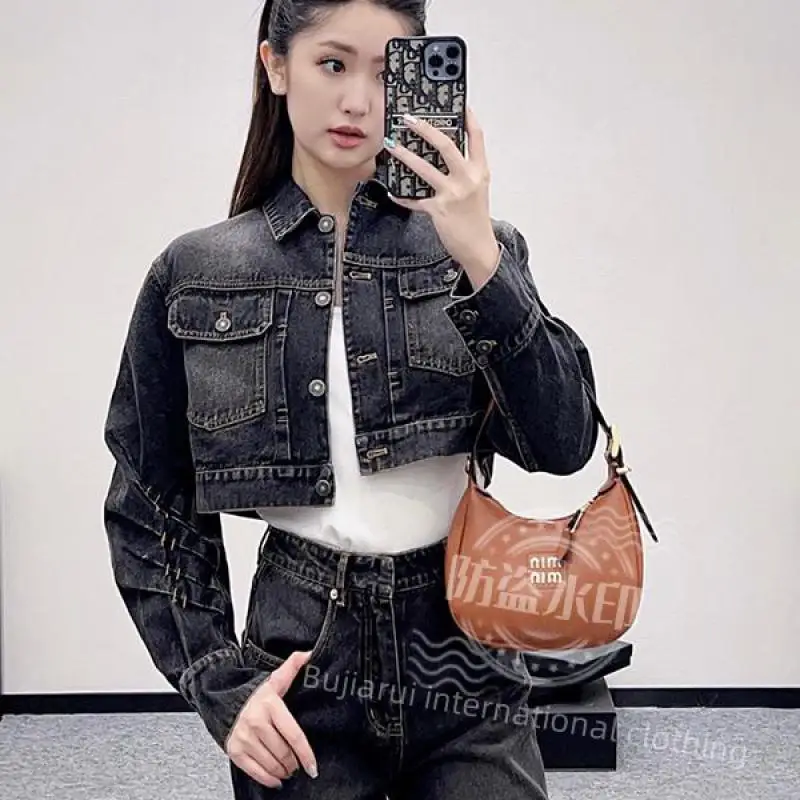 

Осень/зима 2025, новая утягивающая повседневная универсальная модная элегантная женская короткая джинсовая куртка, вязаное пальто