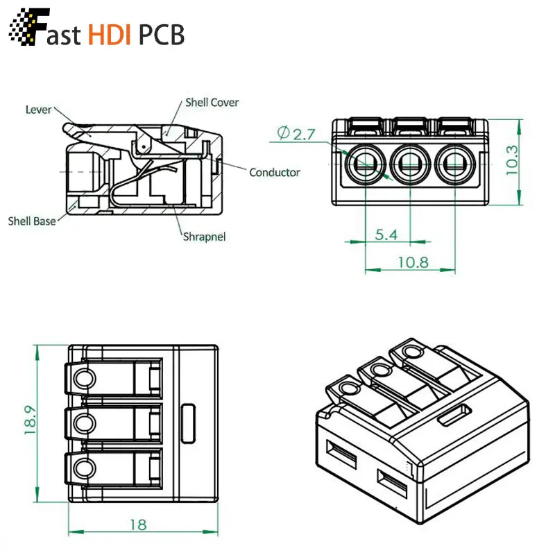 Клеммная колодка быстрого подключения, 2/3/5-портовый прозрачный электрический разъем 250 В с чистой меди, без инструментов для многожильного/твердого провода