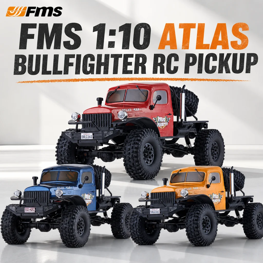 Hot FMS 1:10 Atlas Bullfighter Daqi 4WD Remote Control Bigfoot Off-Road Climbing Vehicle Simulation RC 4x4 Pickup 15Km/H Model