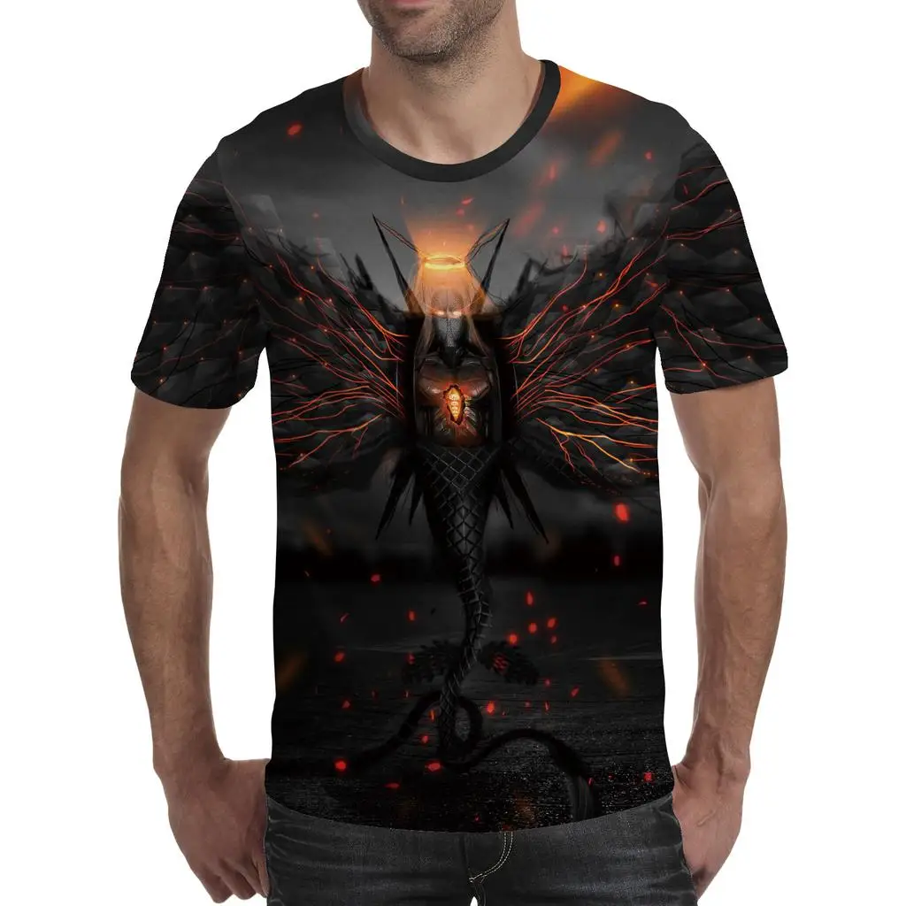 الرجال تي شيرت روح أنيمي ثلاثية الأبعاد الفلورسنت الملاك طباعة تي شيرت للجنسين الكبار محب ثلاثية الأبعاد تي شيرت الشارع الهيب هوب المتضخم تي شيرت