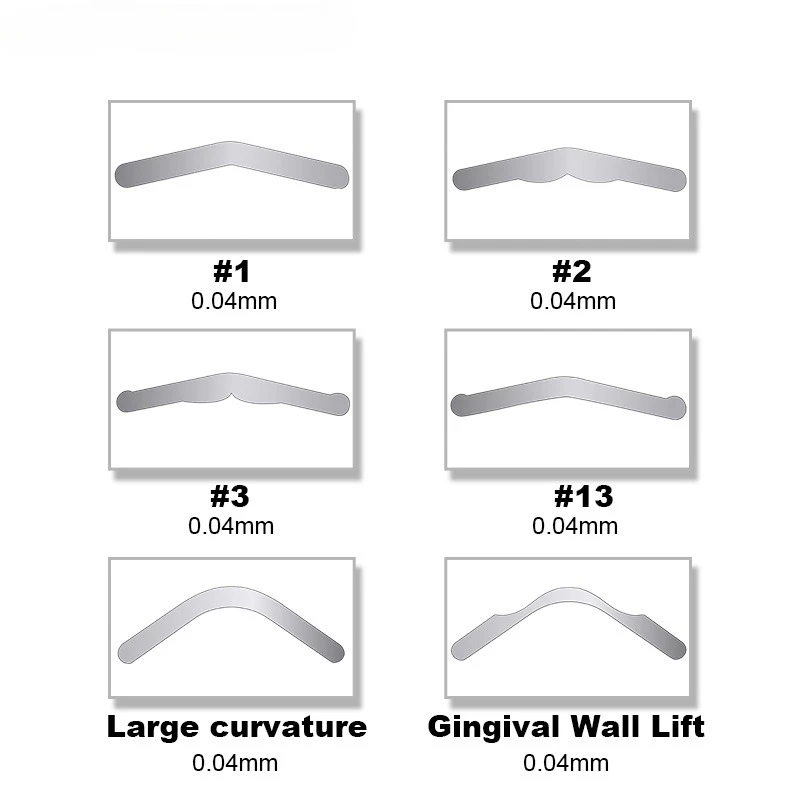 20Pcs Dental Matrix Bands Wall Lift Large Curvature Sectional Contoured Matrices Tofflemire Matrix Gingival Dentistry Materials