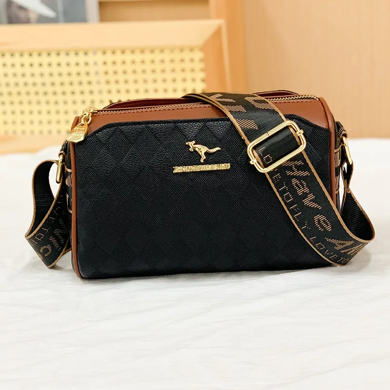 Lingge Pillow Bag 2024 New Top Layer Cowhide Fashionable and Western Style Shoulder Bag Simple and Casual Crossbody Handbag