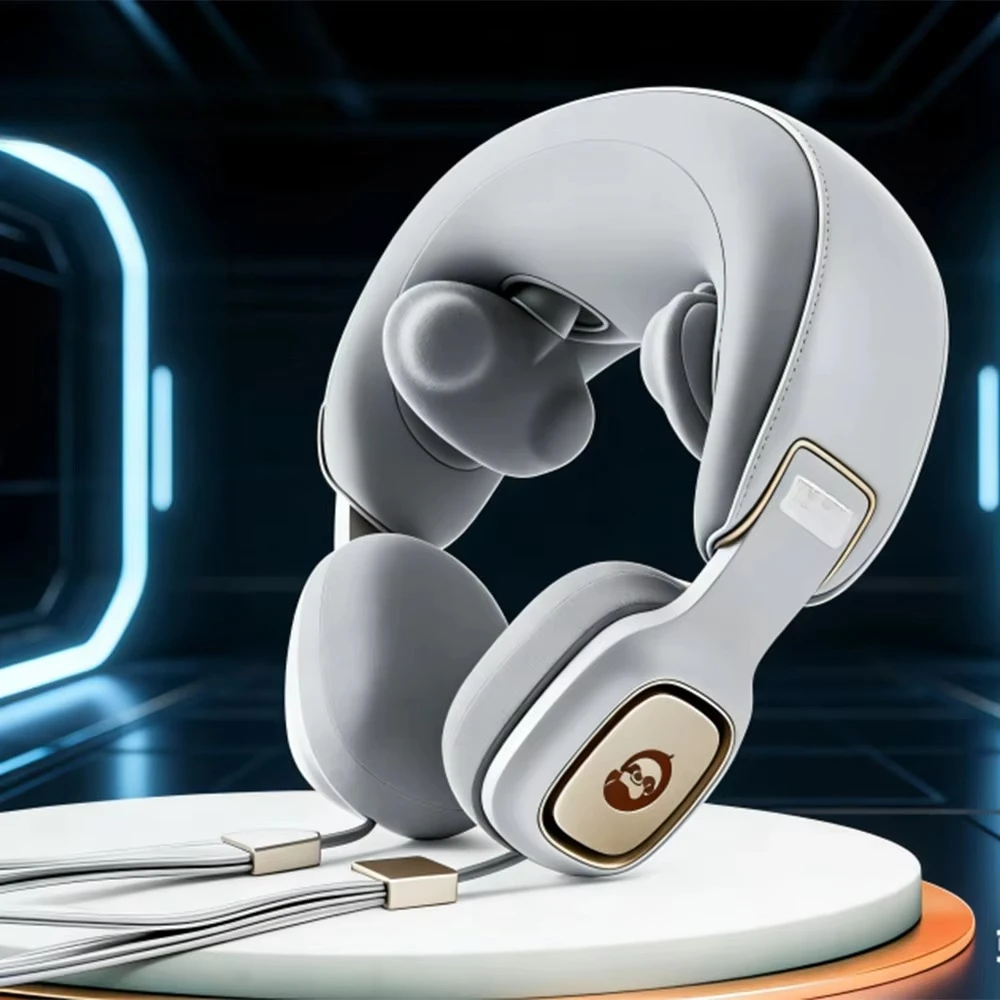 Headphone‑Style Shoulder Neck Massager, Humanoid Joint Deep Kneading Silent Hot Compress Massage Device