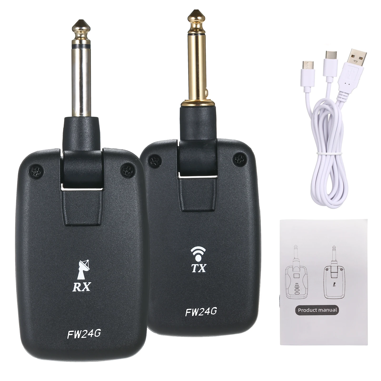 

Btuty FW-24G Guitar Wireless System Rechargeable Guitar Pickup Transmitter and Receiver Set for Guitar Bass