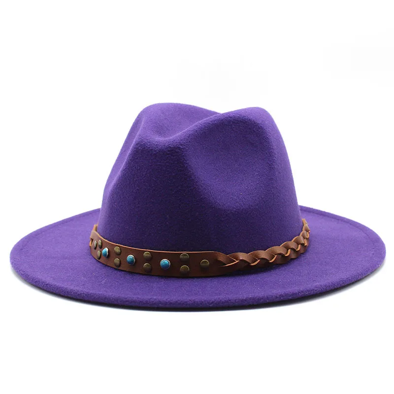 Popular Felt Cap British Style Belt Retro Easy Matching Top Hat Men Women Fedora Hat Woolen Hat 3