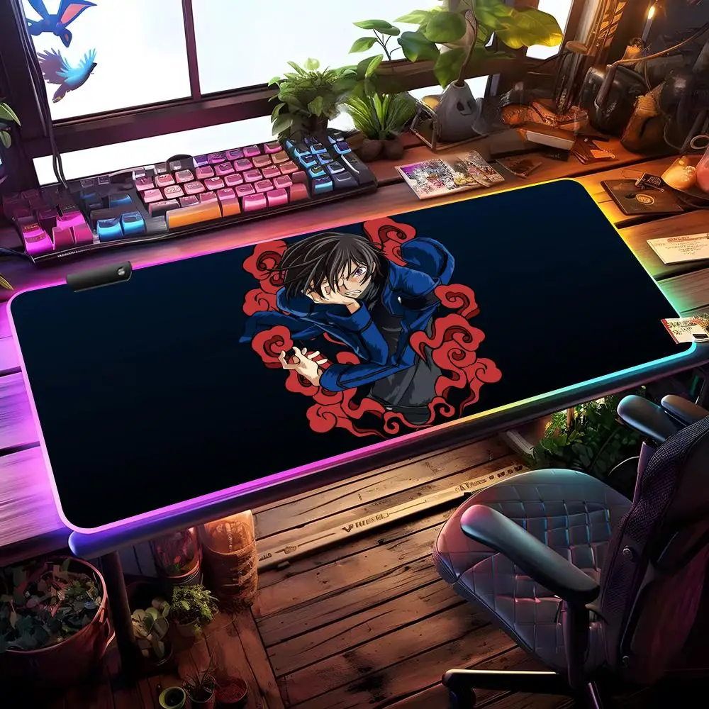 Lelouch Lamperouge Mouse Pad RGB Gaming Mouse Pad Desk Mat HD Gamer Large LED Light XXL MousePads