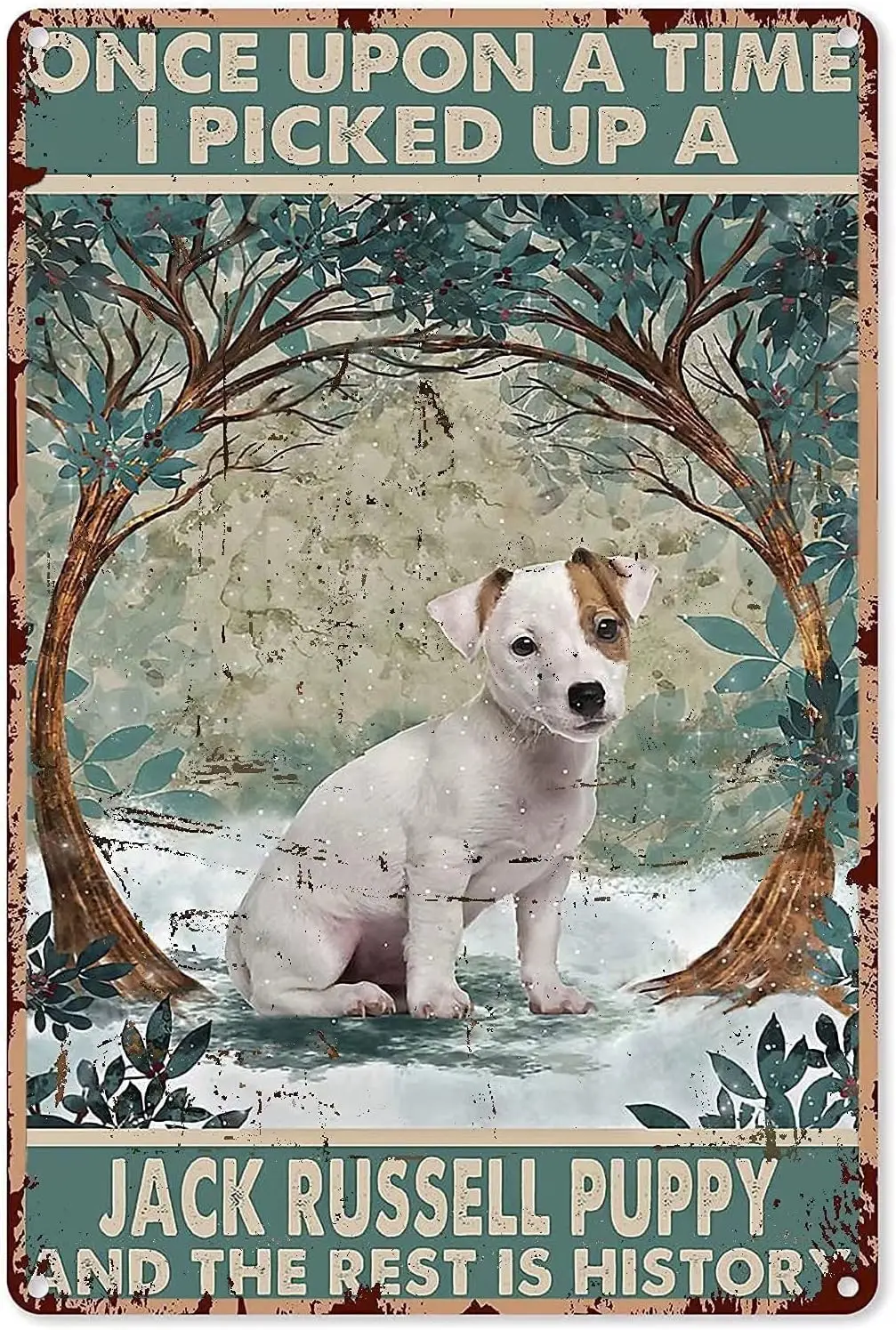 Jack Russell Puppy New Metal Tin Sign Retro Style Poster Vintage Wall Decor for Cafe Bar Pub Home Beer Decoration